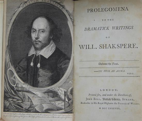 Shakespeare, William - Prolegomena To The Dramatick Writings of Will. Shakspere, 20 vols, 12mo,